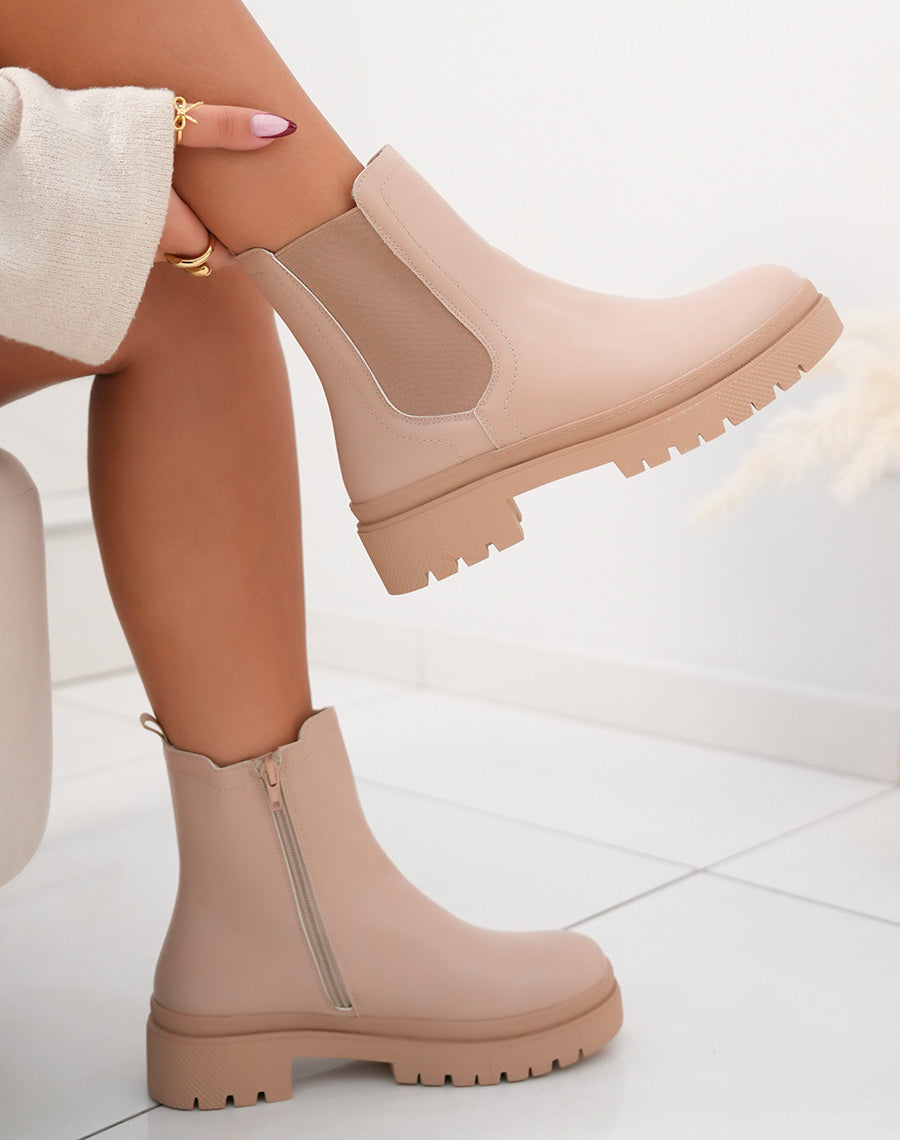Bottines Chelsea Crème avec Plate-forme pour un Style Tendance