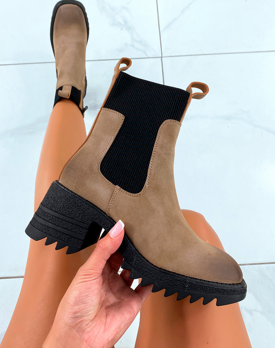 Bottines Chic Taupe : Talon 7cm & Élastique