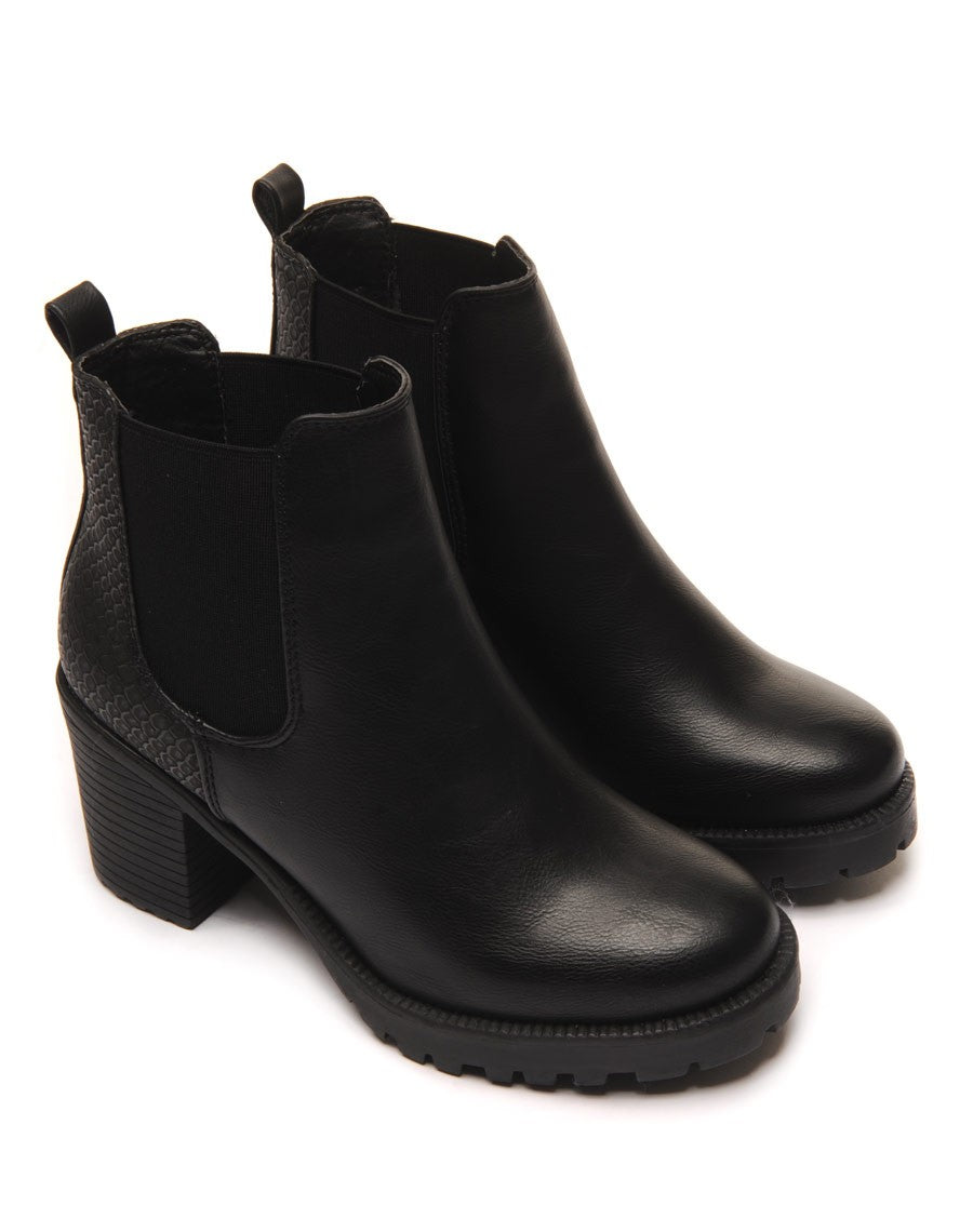 Bottines crantées noires imprimés python