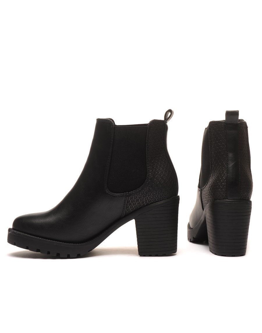 Bottines crantées noires imprimés python