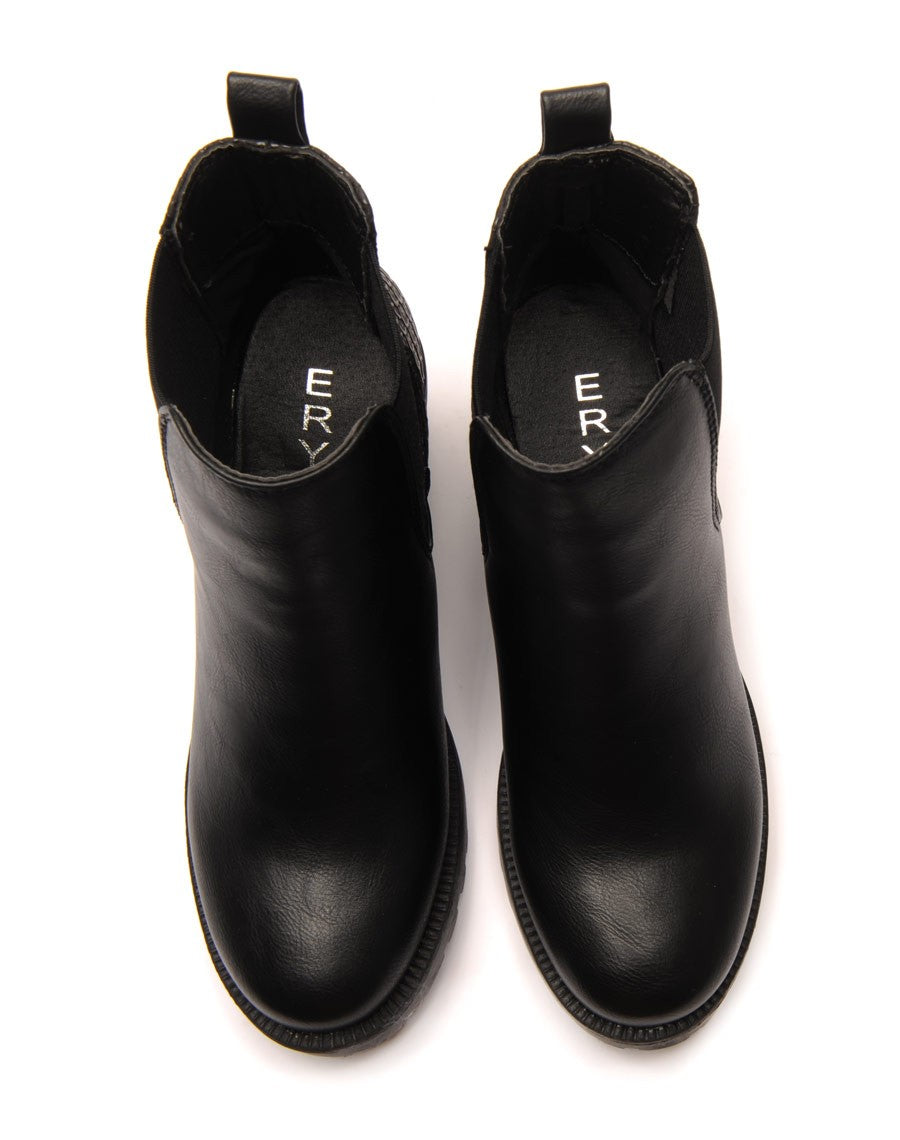 Bottines crantées noires imprimés python