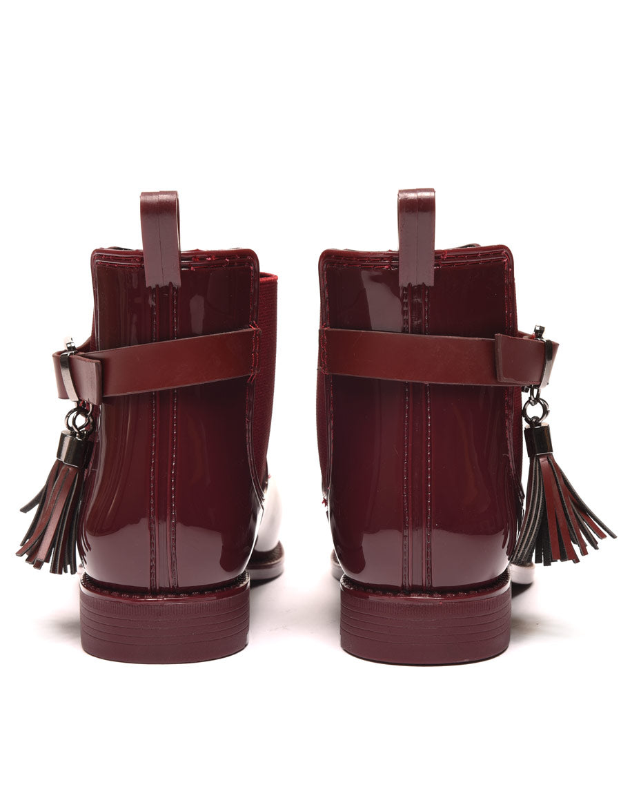 Bottines de pluie bordeaux avec lanière