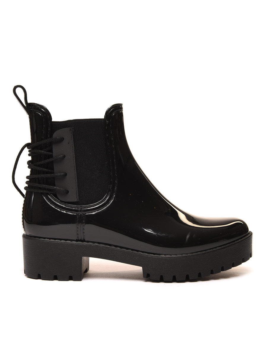 Bottines de pluie noires avec lacet