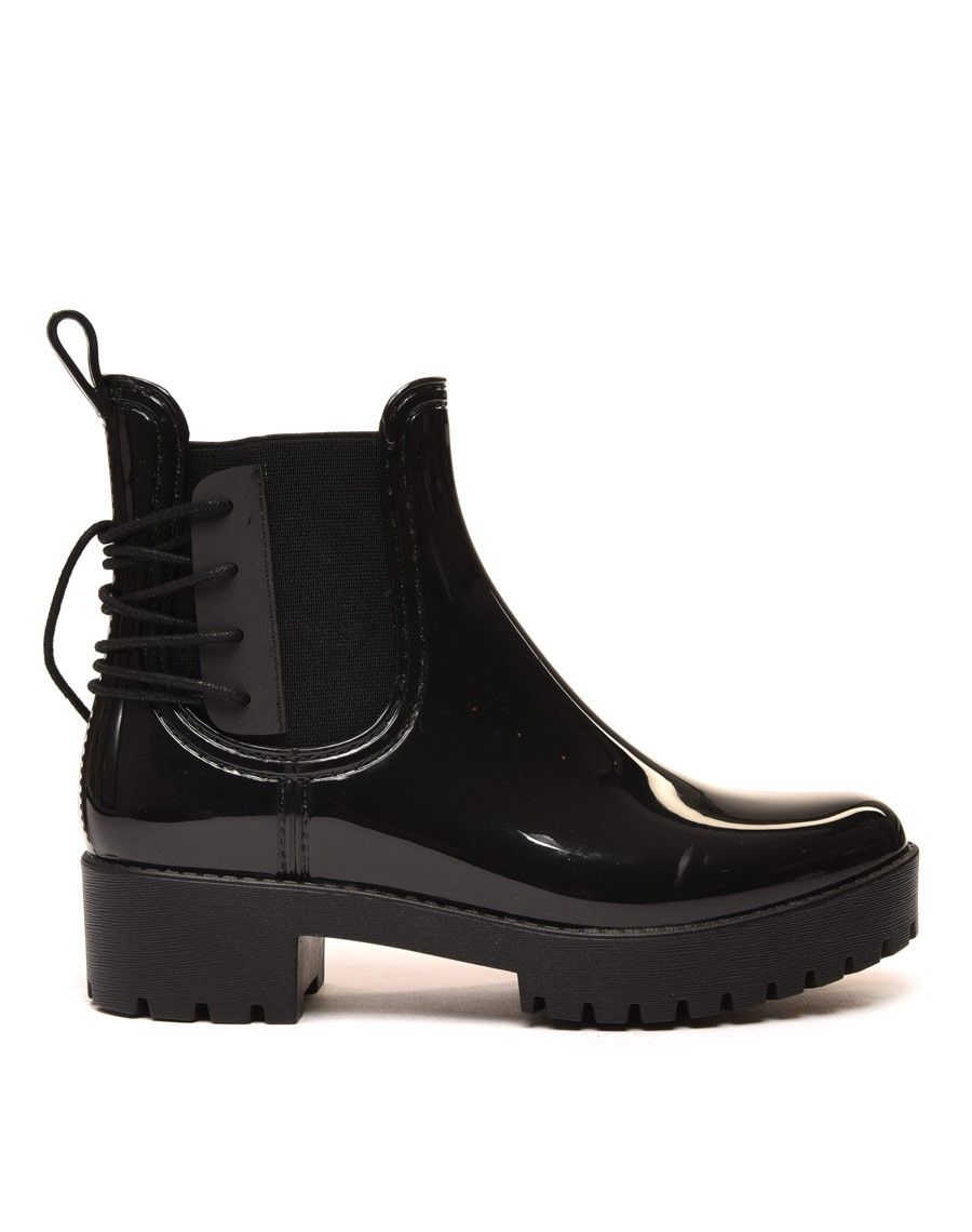 Bottines de pluie noires avec lacet
