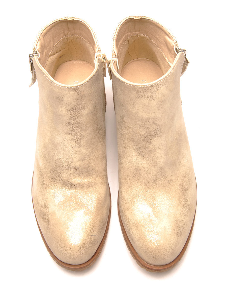 Bottines dorées bi-matière