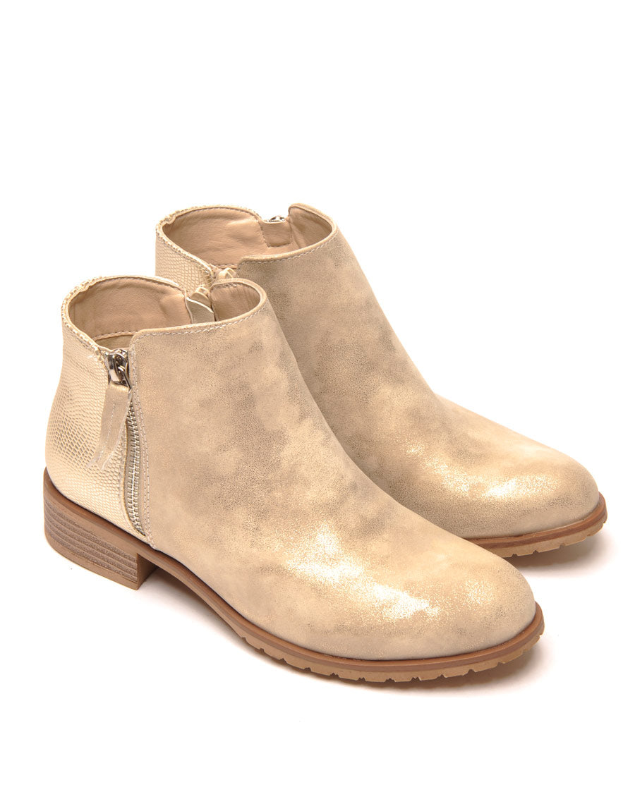 Bottines dorées bi-matière