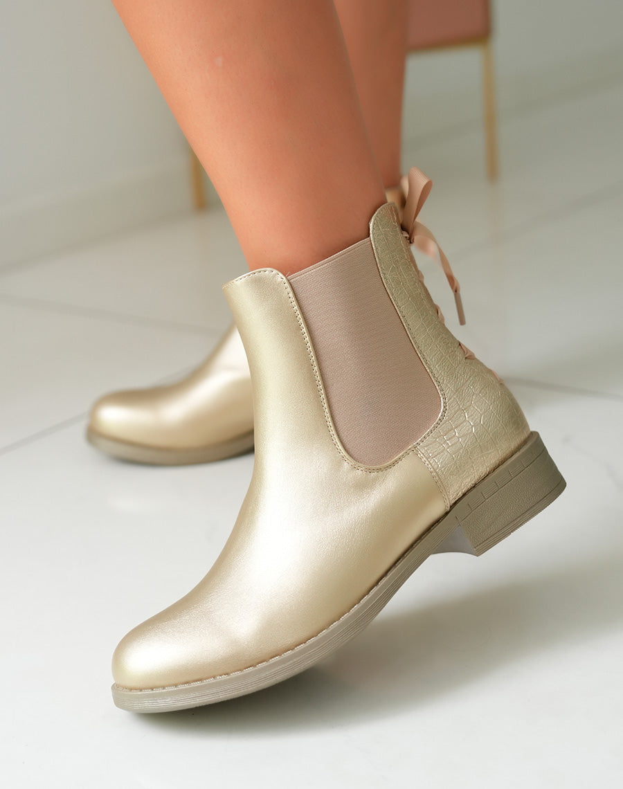 Bottines Dorées à Petit Talon pour Femme