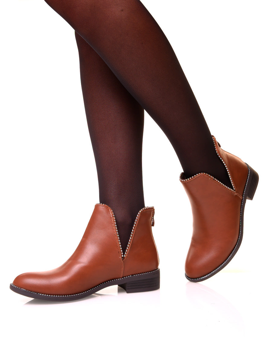 Bottines effet python ajouré à clous ronds