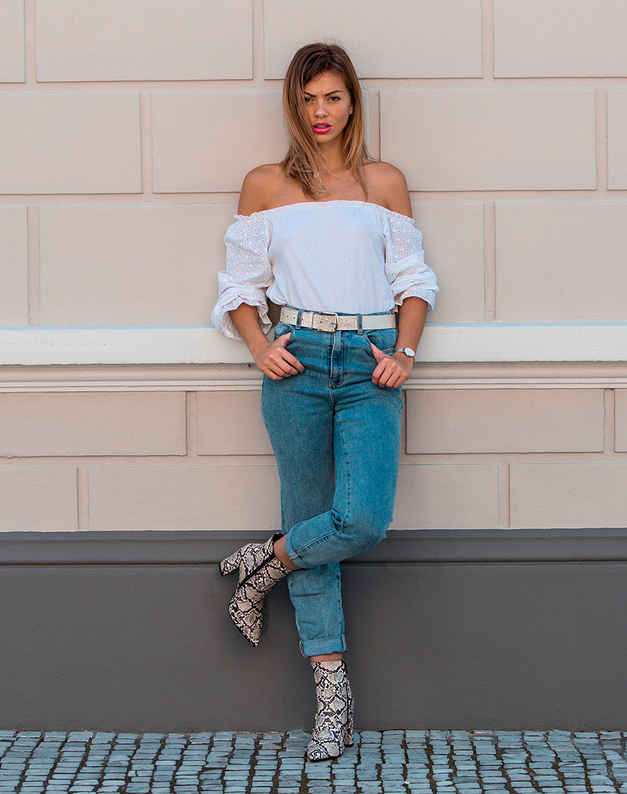 Bottines effet python à talons et bouts pointus