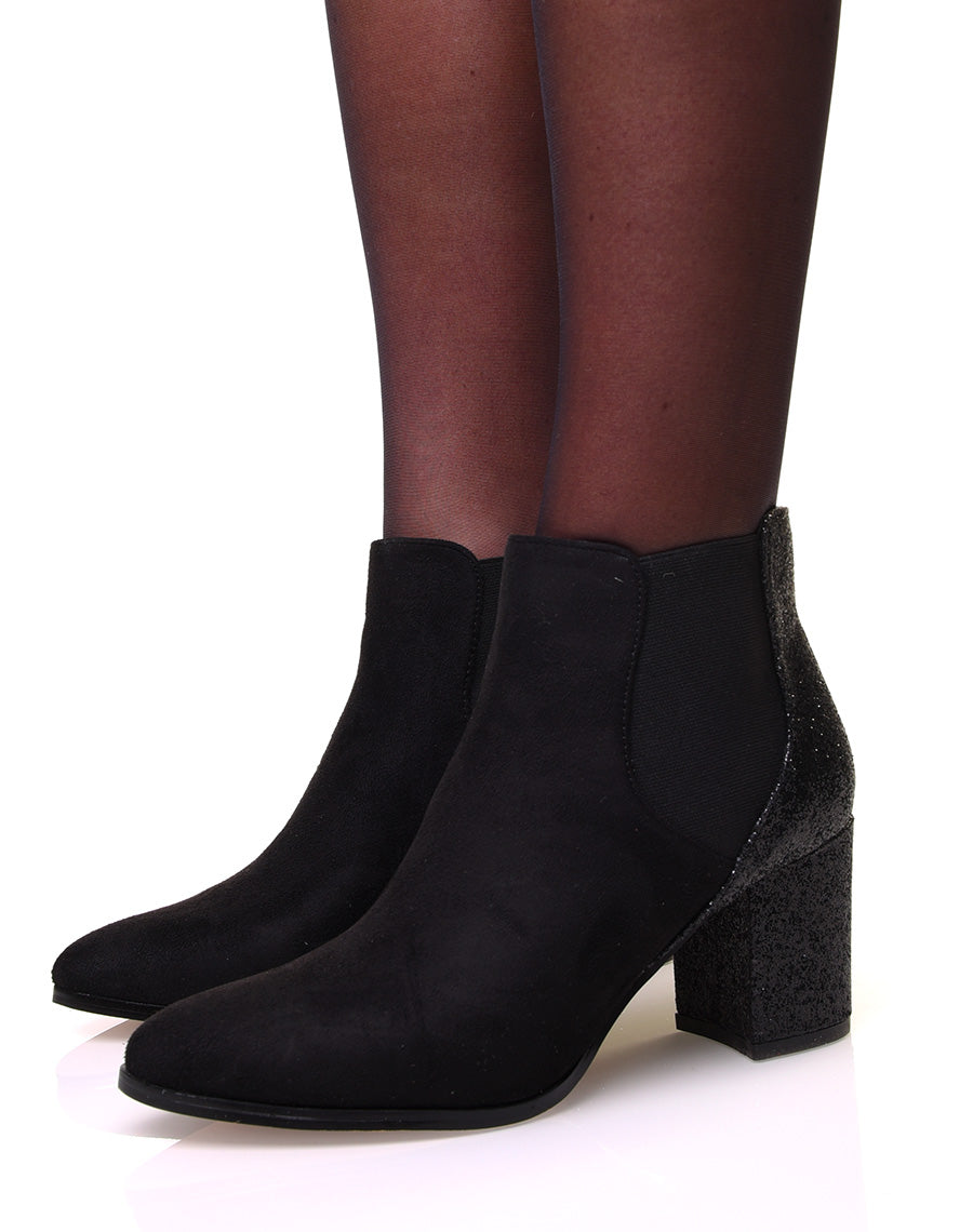 Bottines en suédine pailletés à l'arrière noires