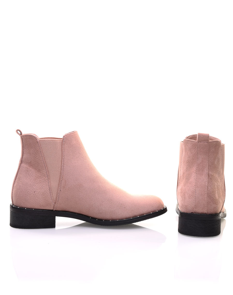 Bottines en suédine rose pale