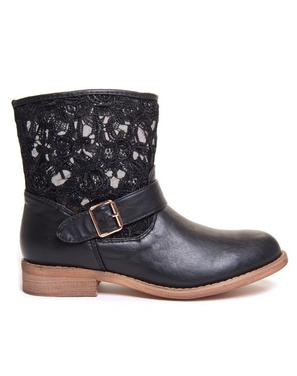 Bottines femme Beauty Girl's noires dentelle transparente