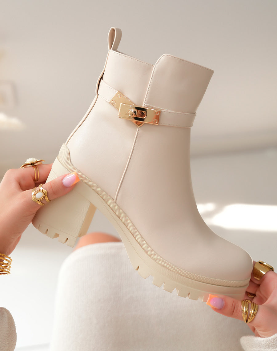 Bottines Femme Beiges à Talon Haut