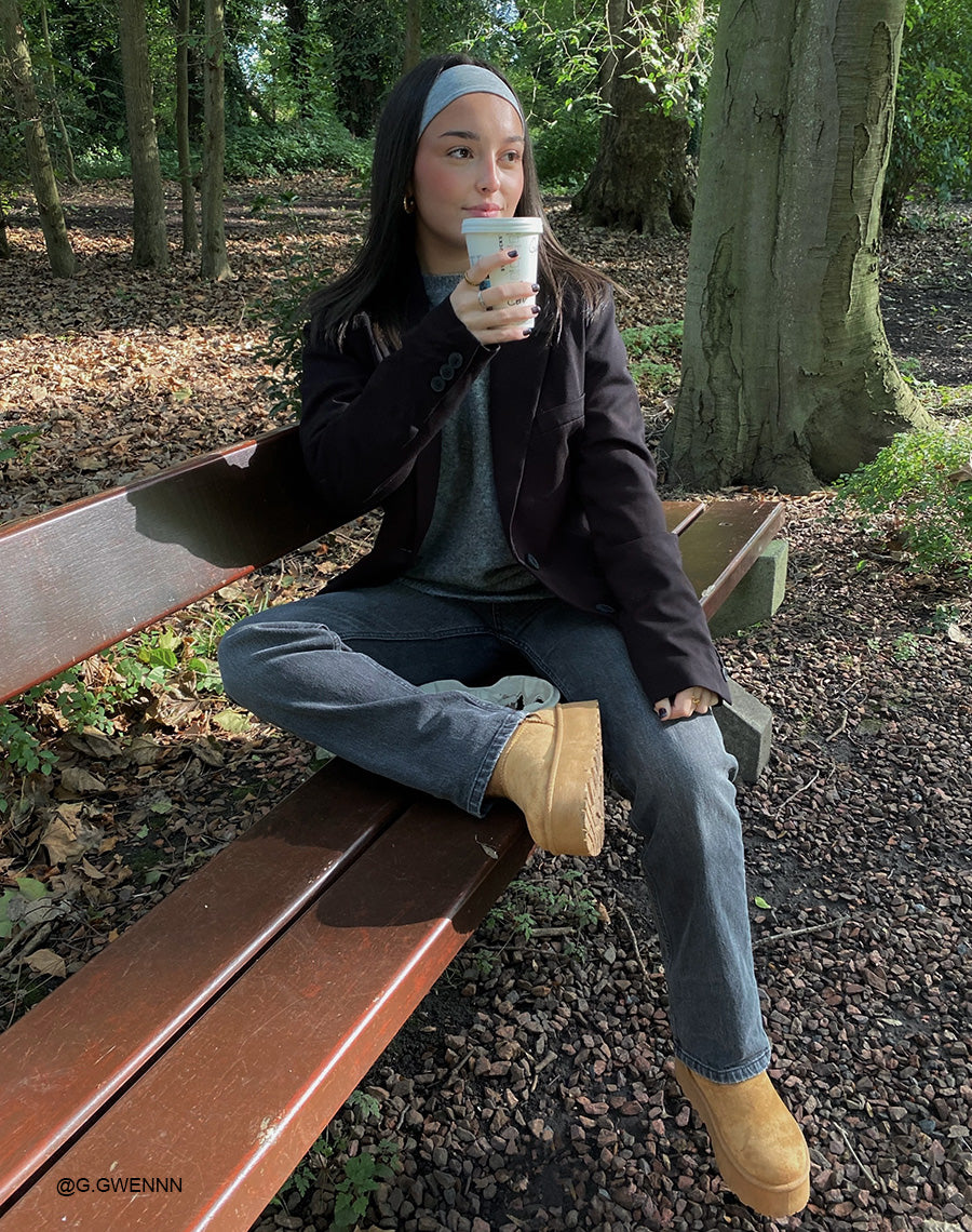 Bottines femme camel douillettes mi-hautes