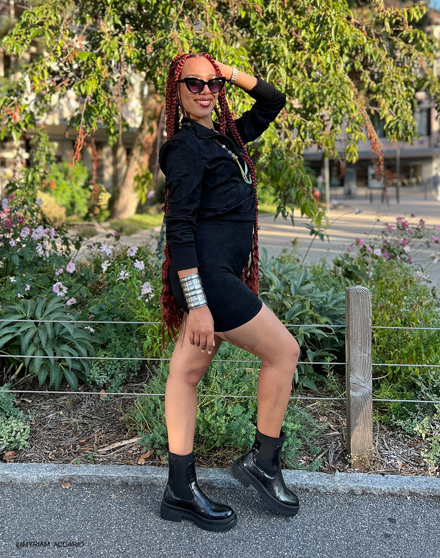 Bottines femme Chelsea noir twist serpent