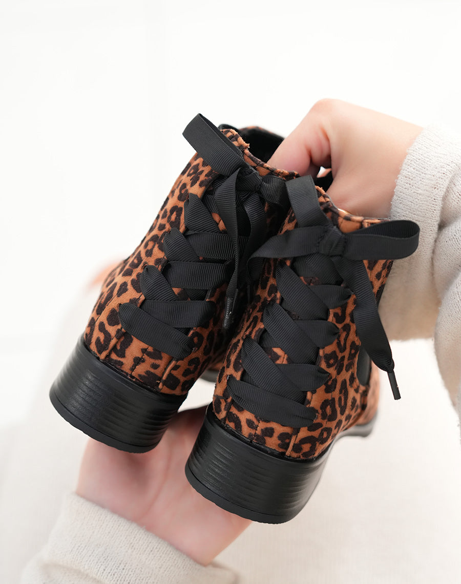 Bottines femme léopard tendance style Chelsea avec nœud à l’arrière