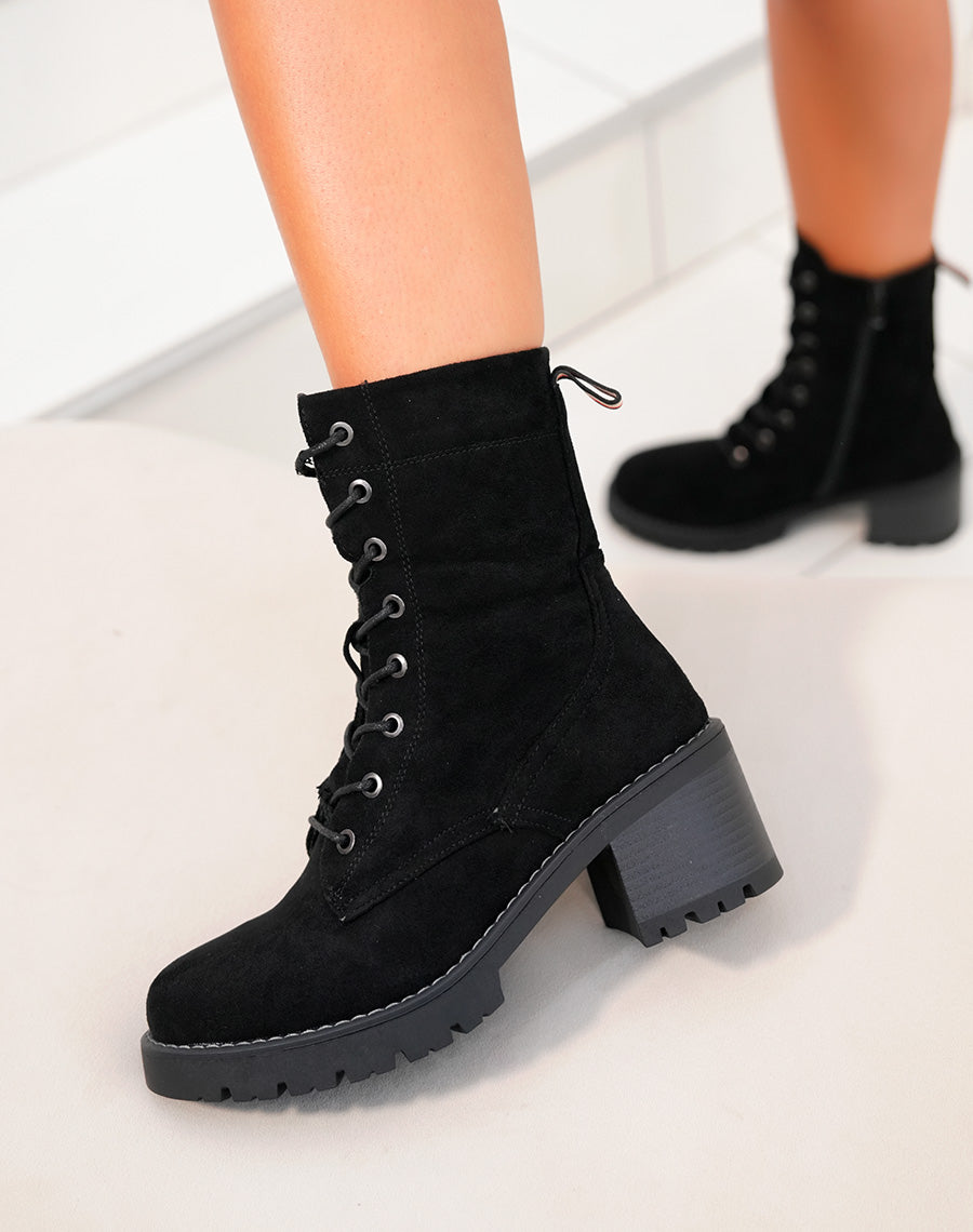 Bottines femme noires haut perchées en suédine