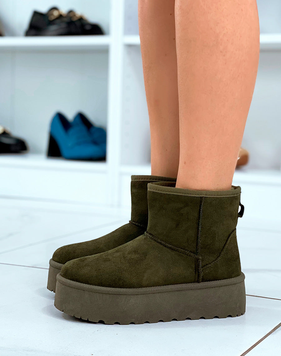Bottines femme vertes mi-hautes le charme hivernal