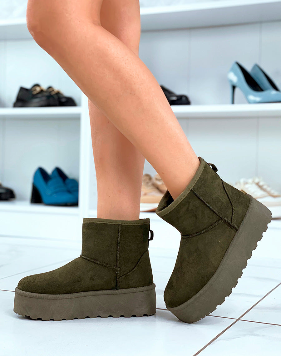 Bottines femme vertes mi-hautes le charme hivernal