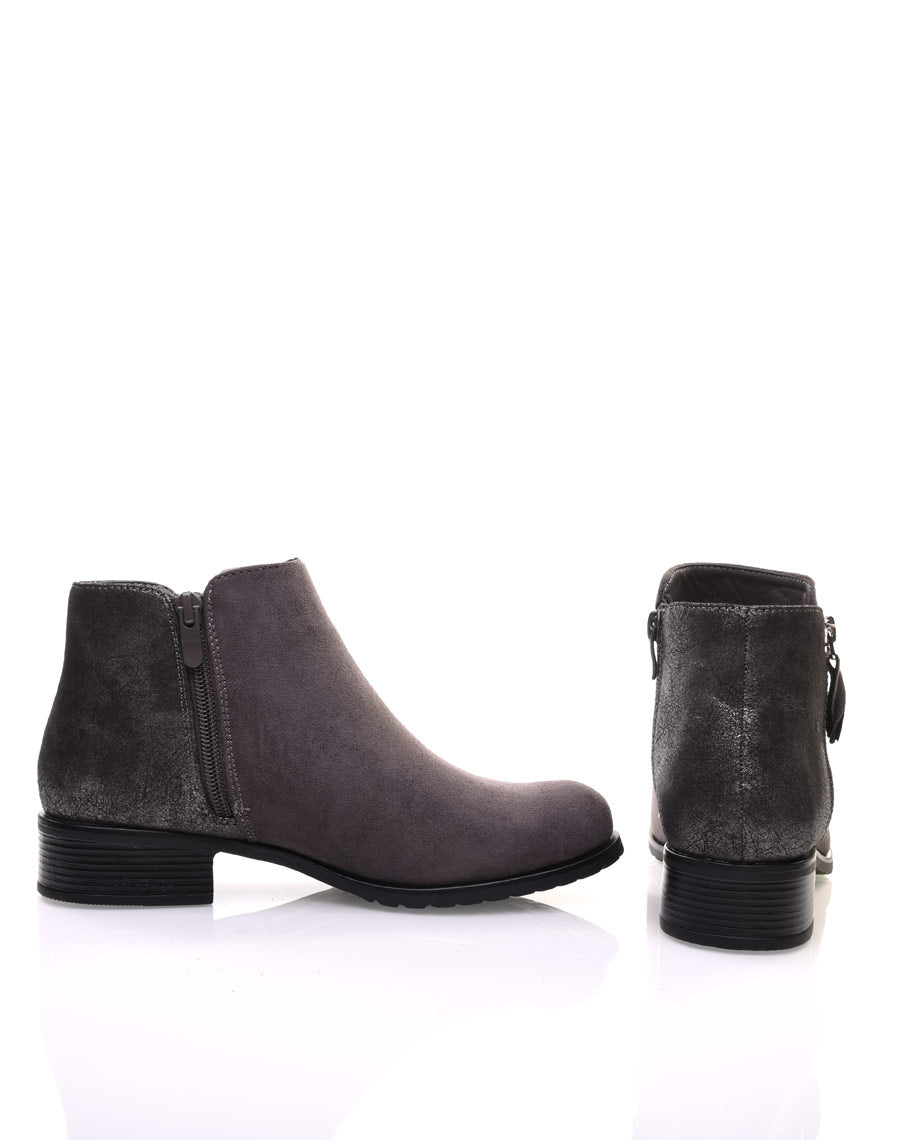 Bottines grises bi-matières