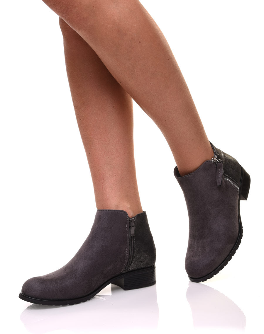 Bottines grises bi-matières