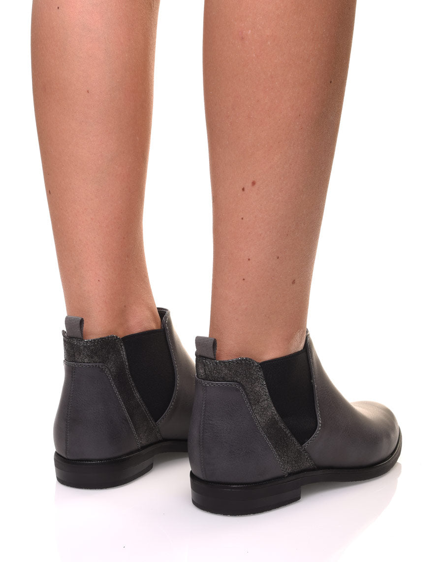 Bottines grises plates métallisées