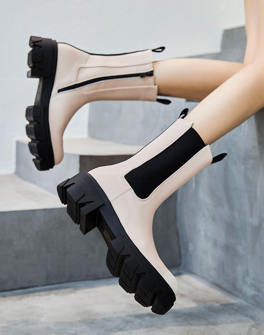 Bottines hautes beiges