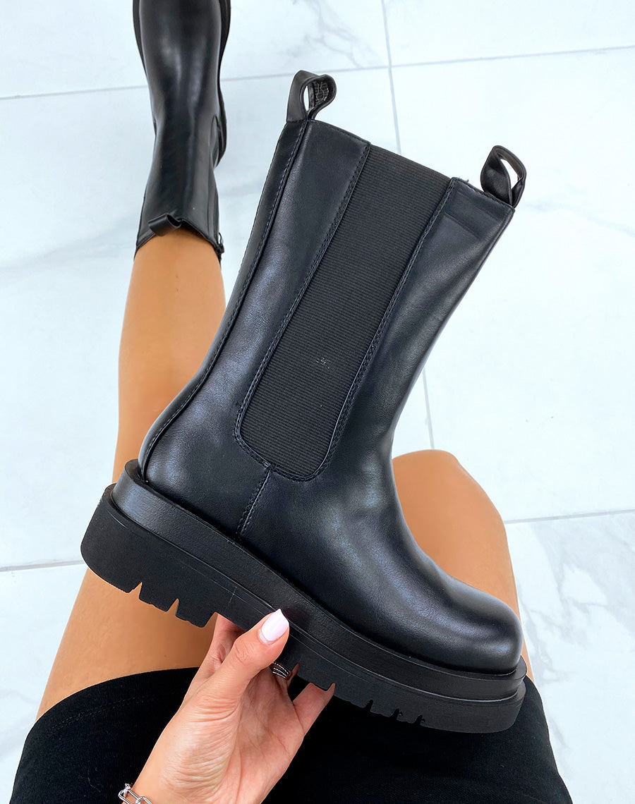 Bottines hautes noires à grosse plateforme