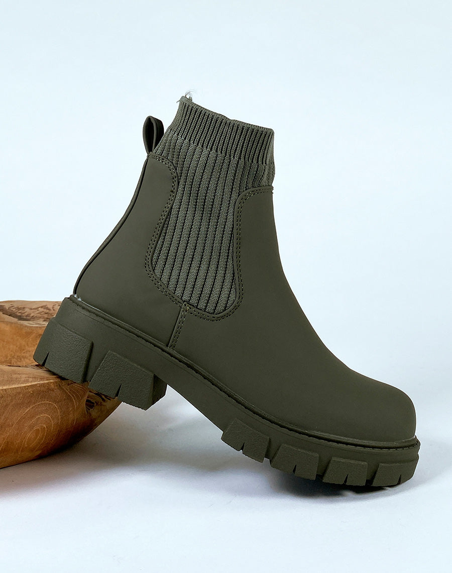Bottines kaki effet chaussette