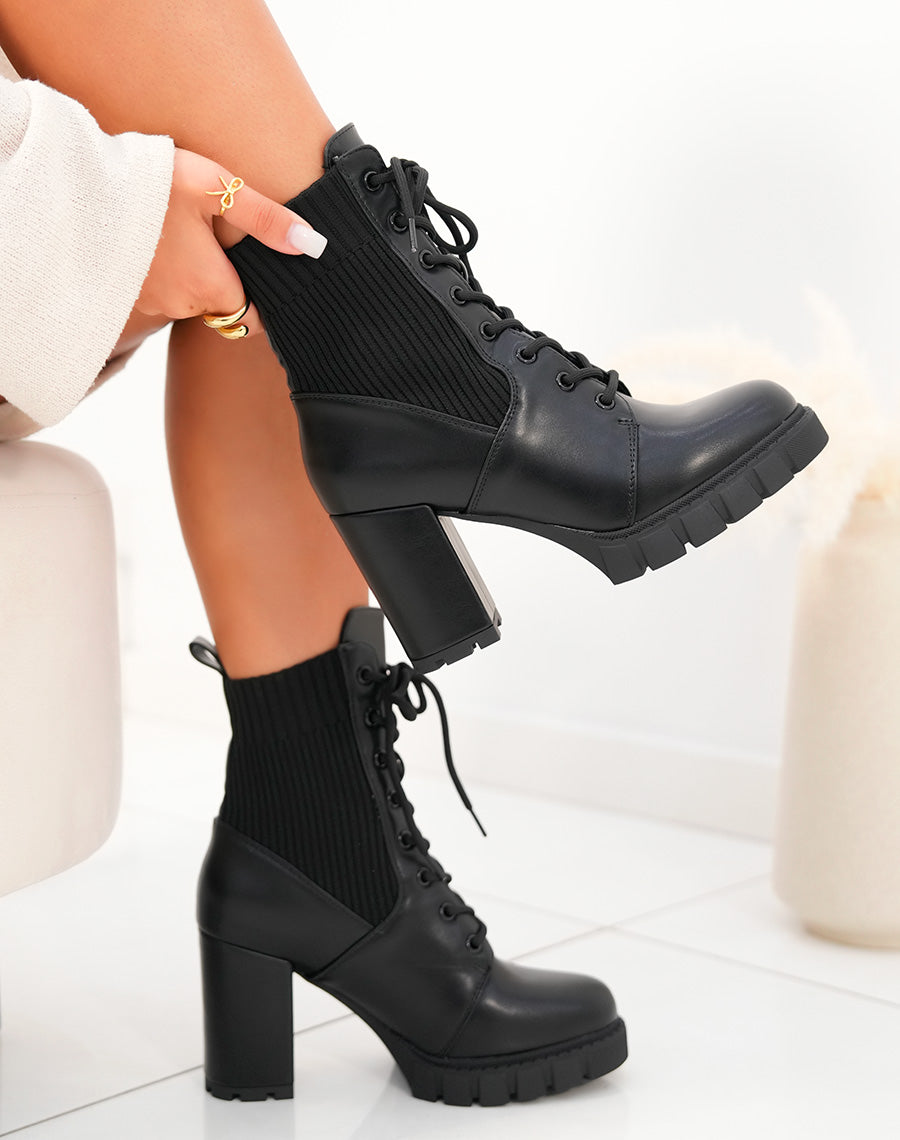 Bottines à Lacets Bi-matière - L'Alliance Parfaite du Style et du Confort