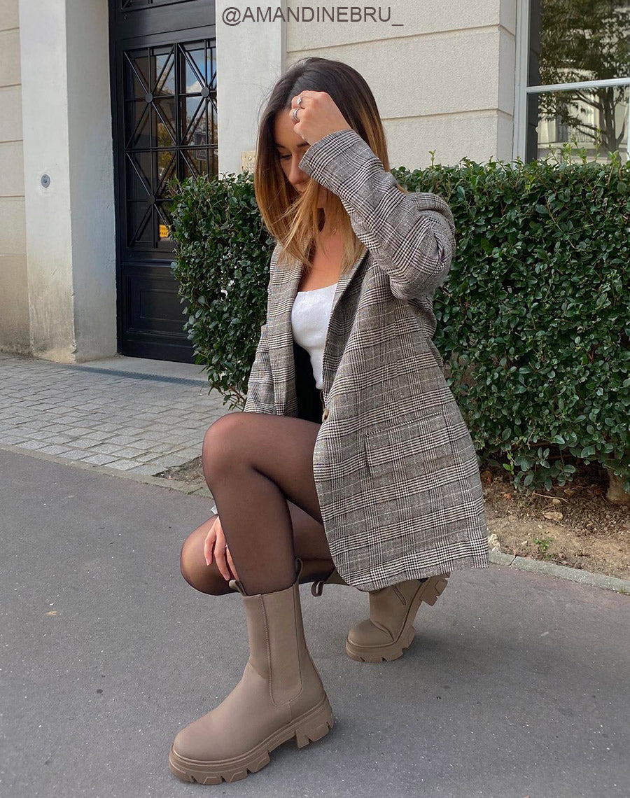 Bottines marron foncé montantes style chelsea à semelle crantée