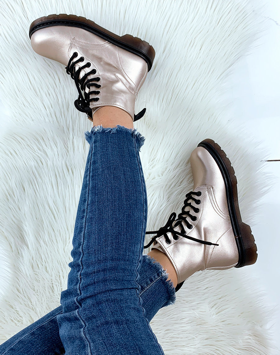 Bottines montante beige