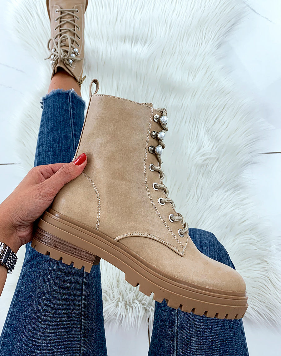 Bottines montantes beiges