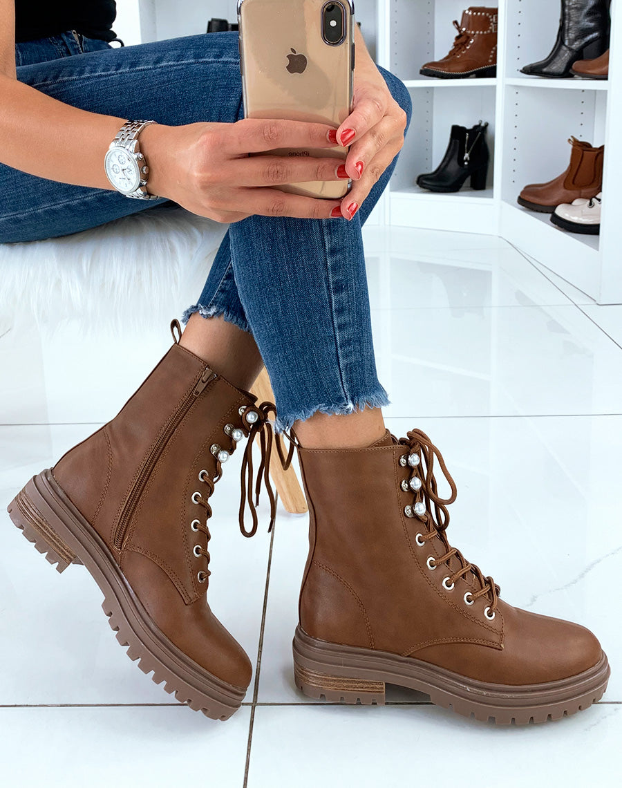 Bottines montantes camel