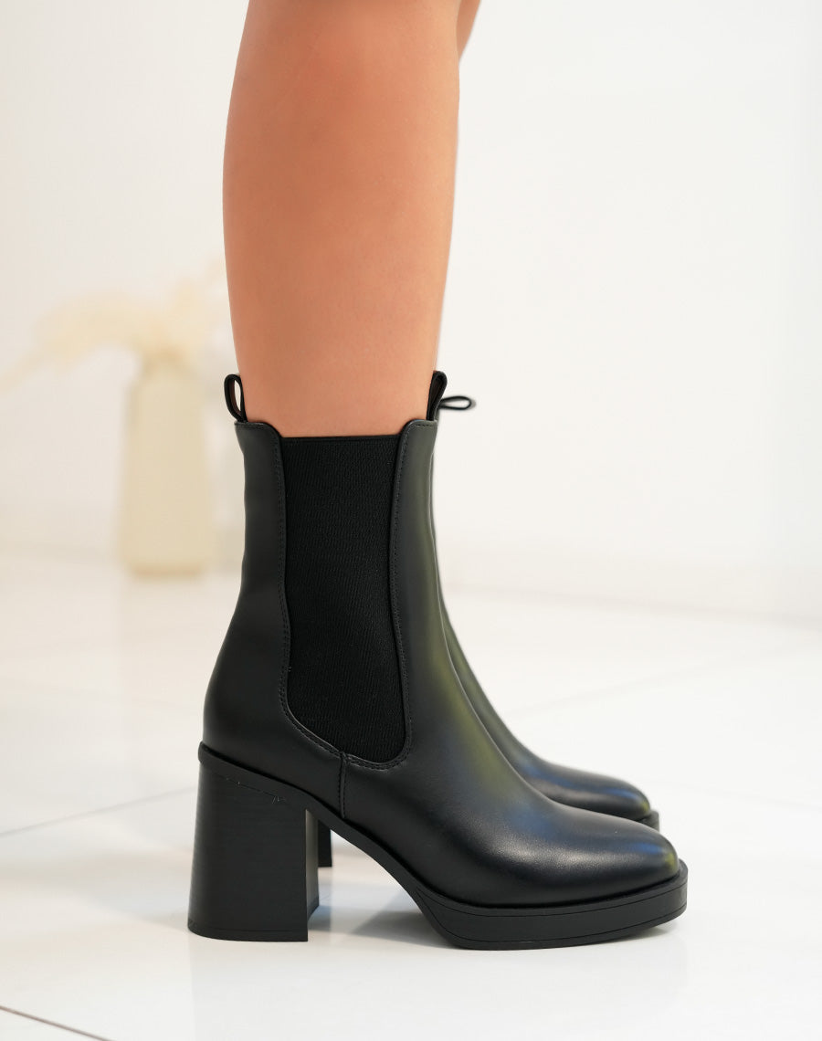 BOTTINES MONTANTES NOIRES CHELSEA ? TALON CARR?