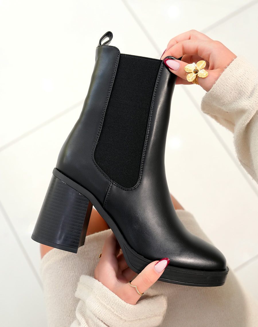 BOTTINES MONTANTES NOIRES CHELSEA ? TALON CARR?