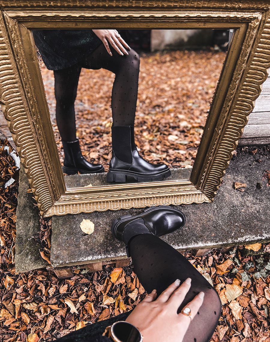 Bottines montantes noires à semelle épaisse