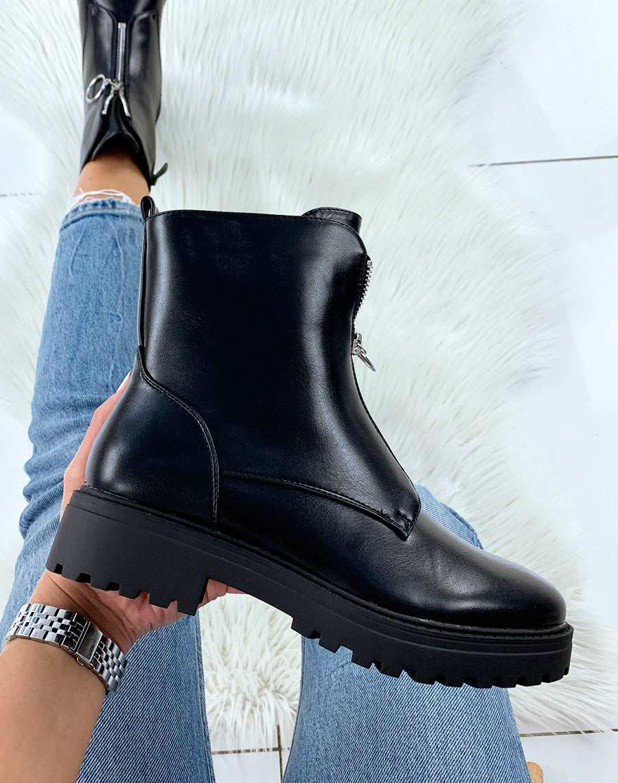 Bottines montantes noires à zip
