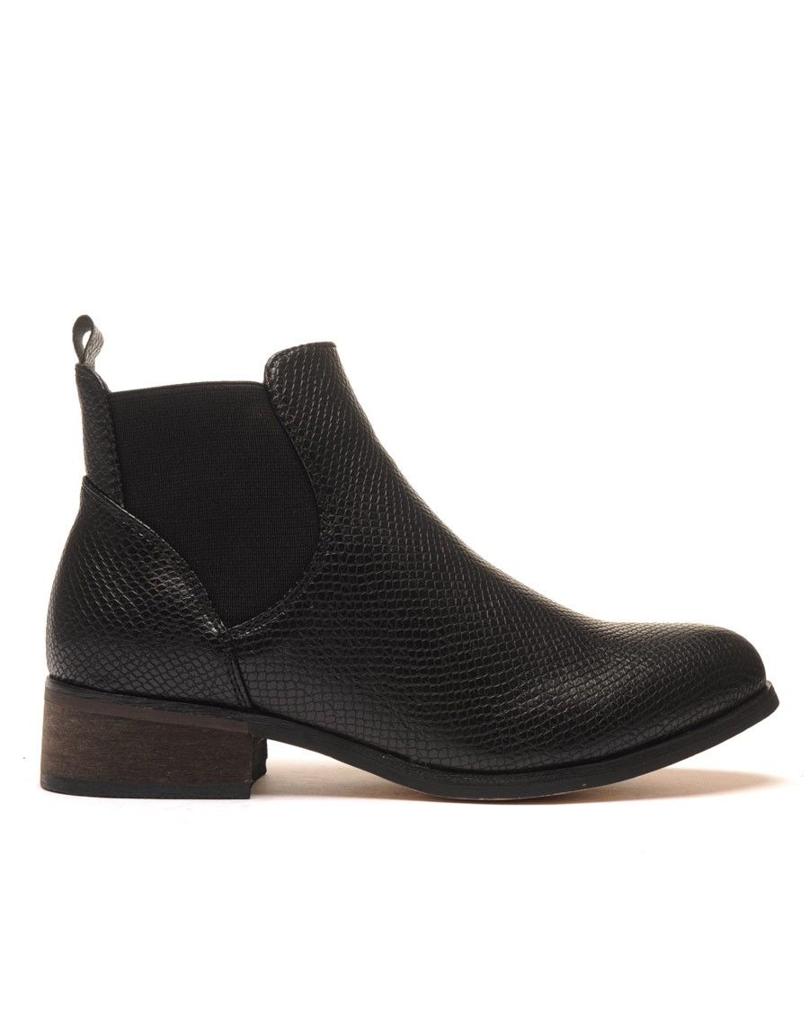 Bottines noire Chelsea imprimé python