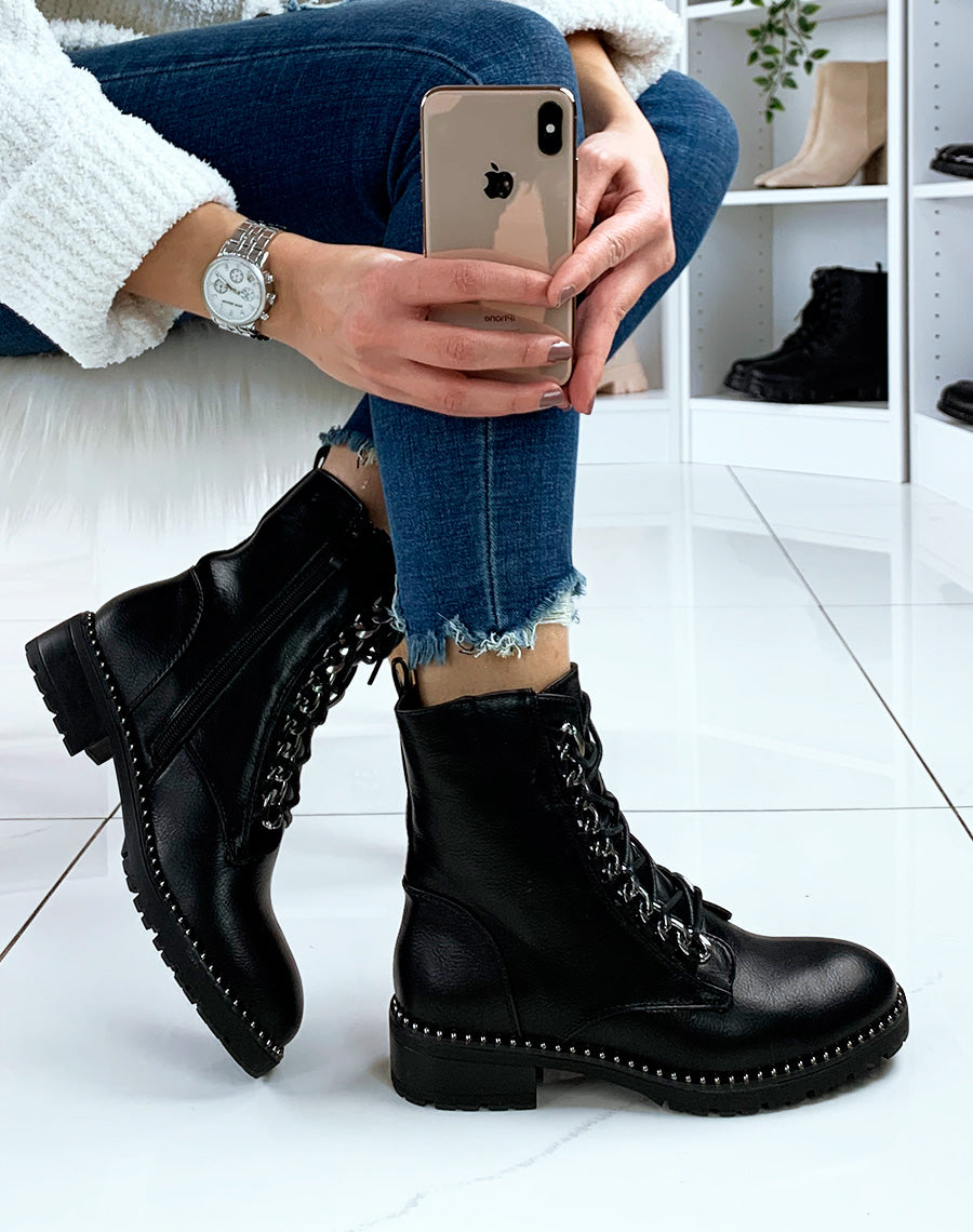 Bottines noires avec chaines