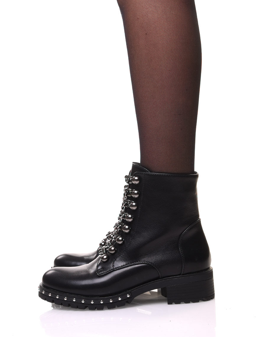 Bottines noires avec chaines