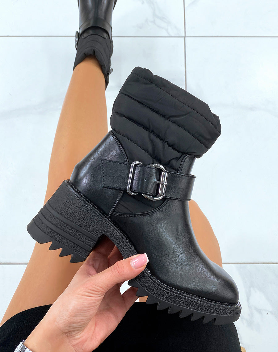 Bottines noires avec effet matelassé