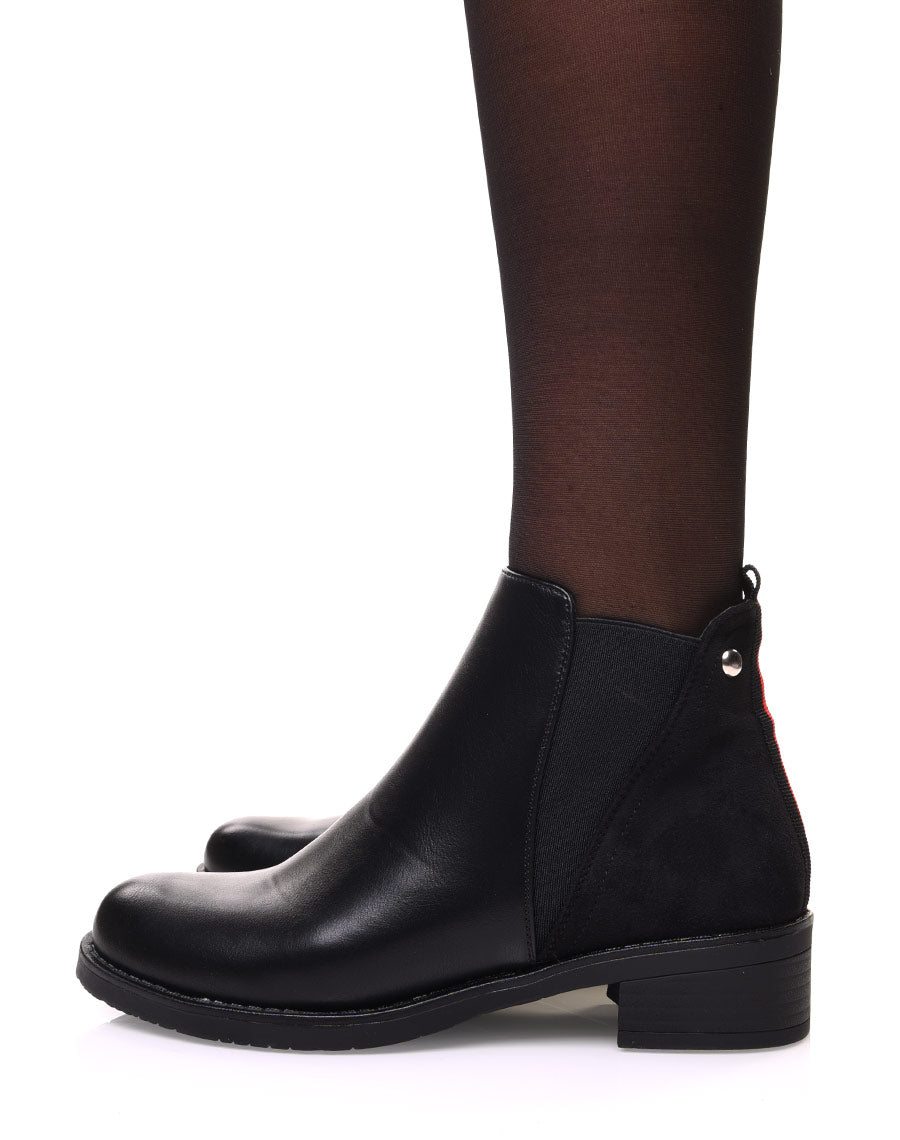 Bottines noires avec élastique bicolore à l’arrière