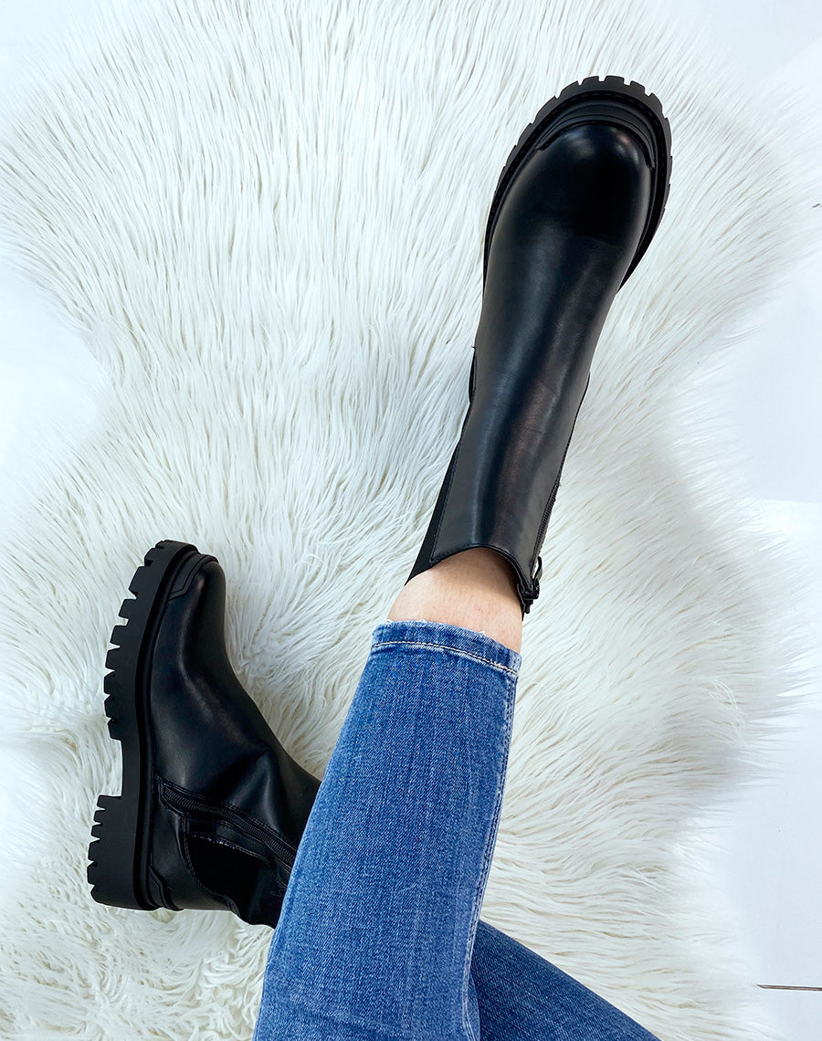 Bottines noires avec élastique épais