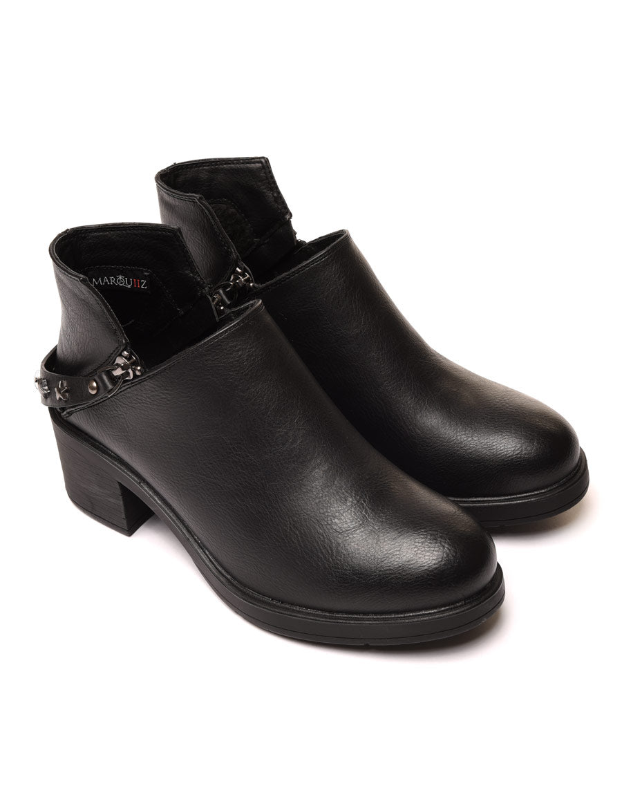 Bottines noires basses ajourées par fermetures éclairs