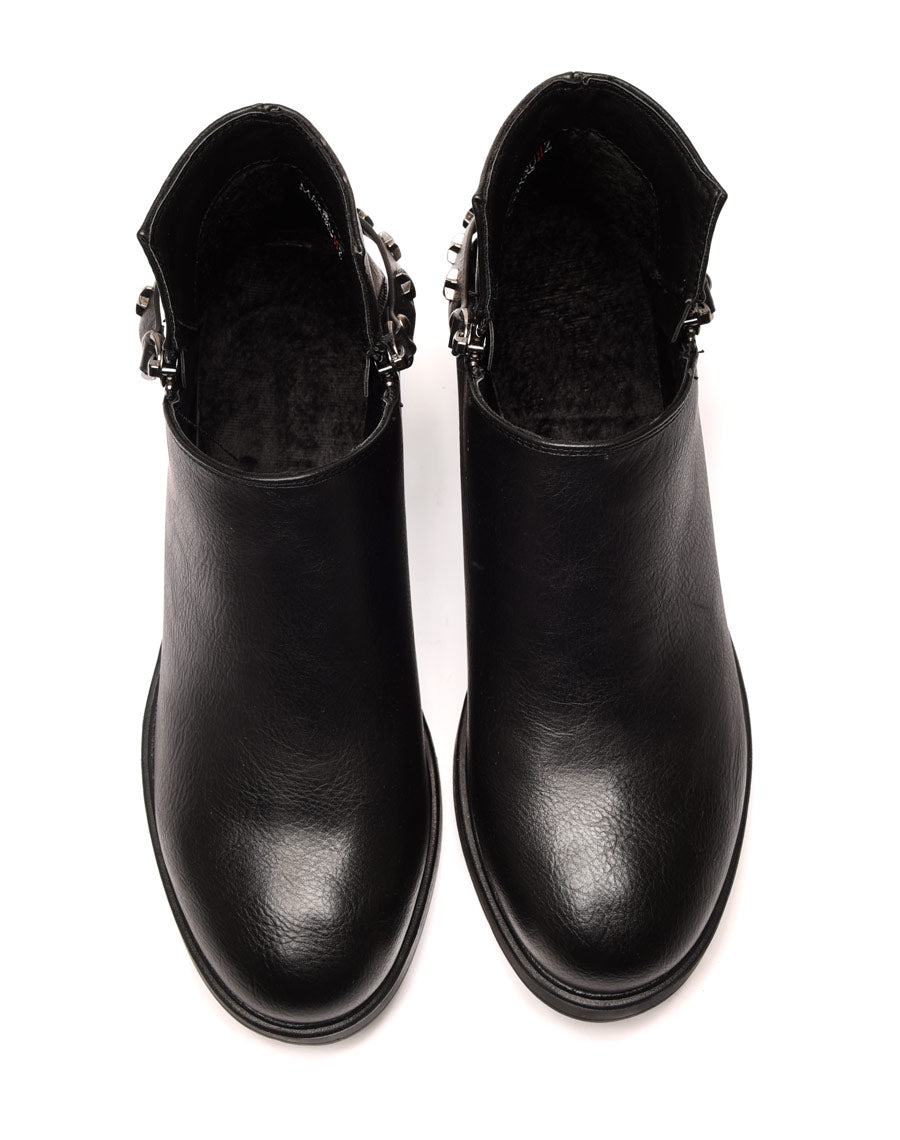 Bottines noires basses ajourées par fermetures éclairs