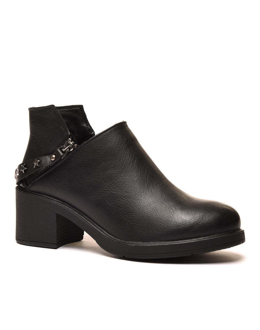 Bottines noires basses ajourées par fermetures éclairs