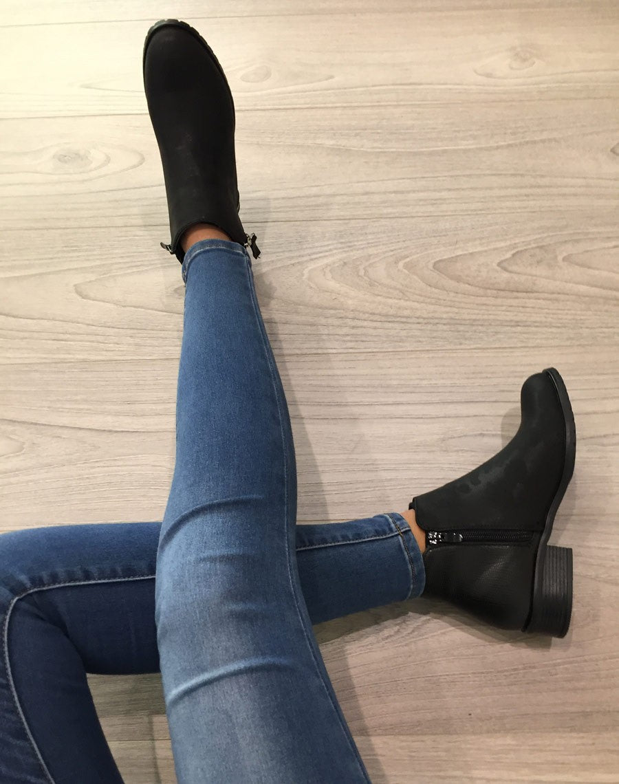 Bottines noires bi-matière