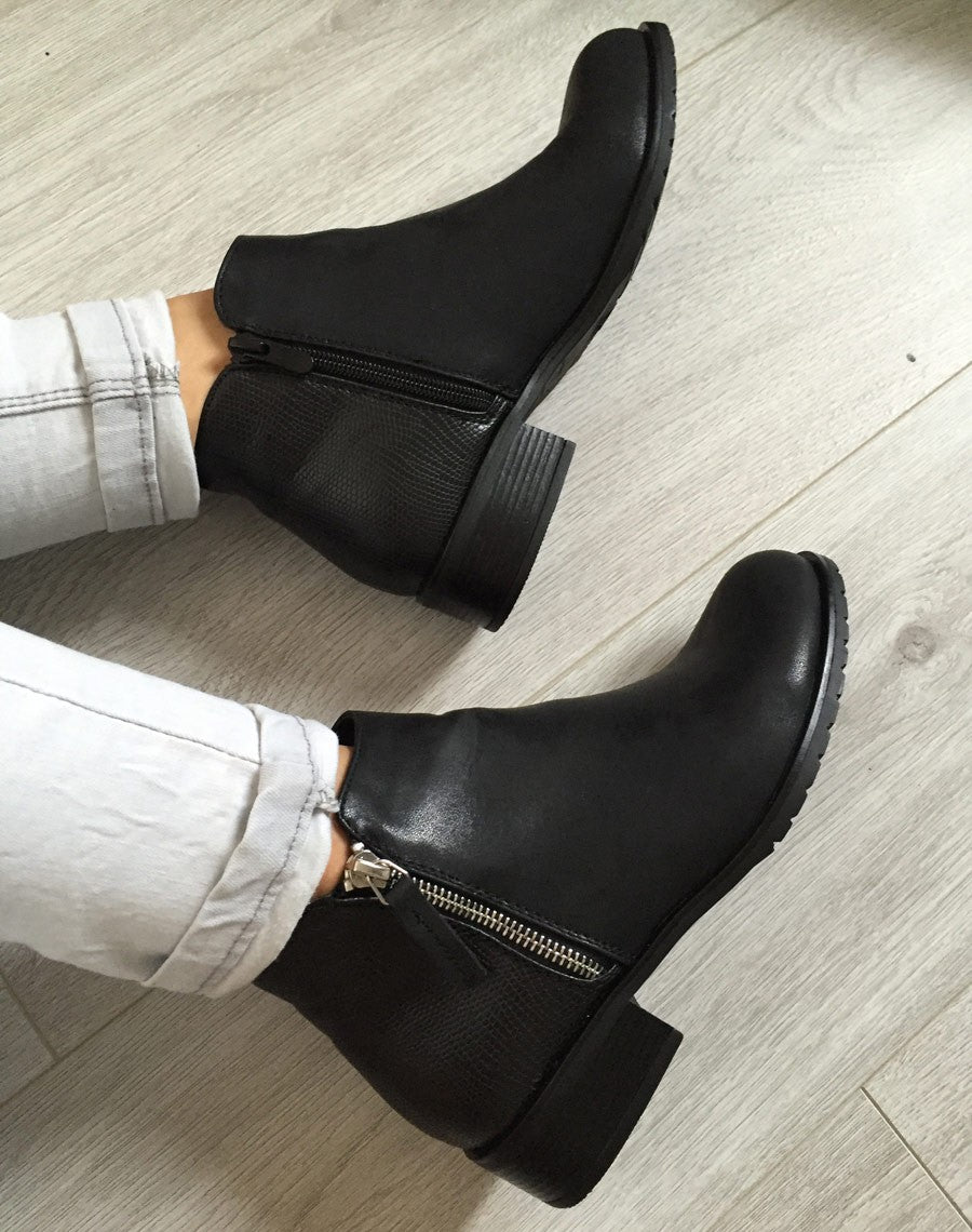 Bottines noires bi-matière