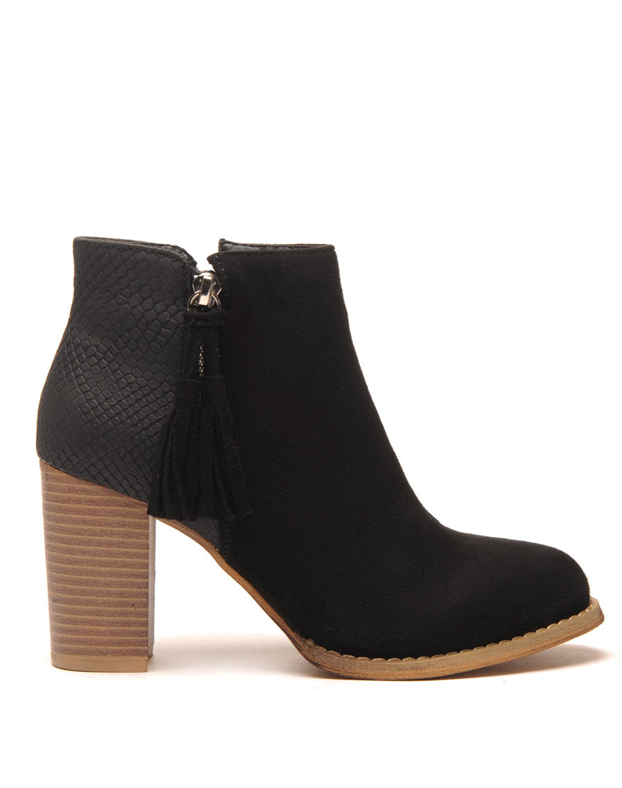Bottines noires bi-matière détail pampille